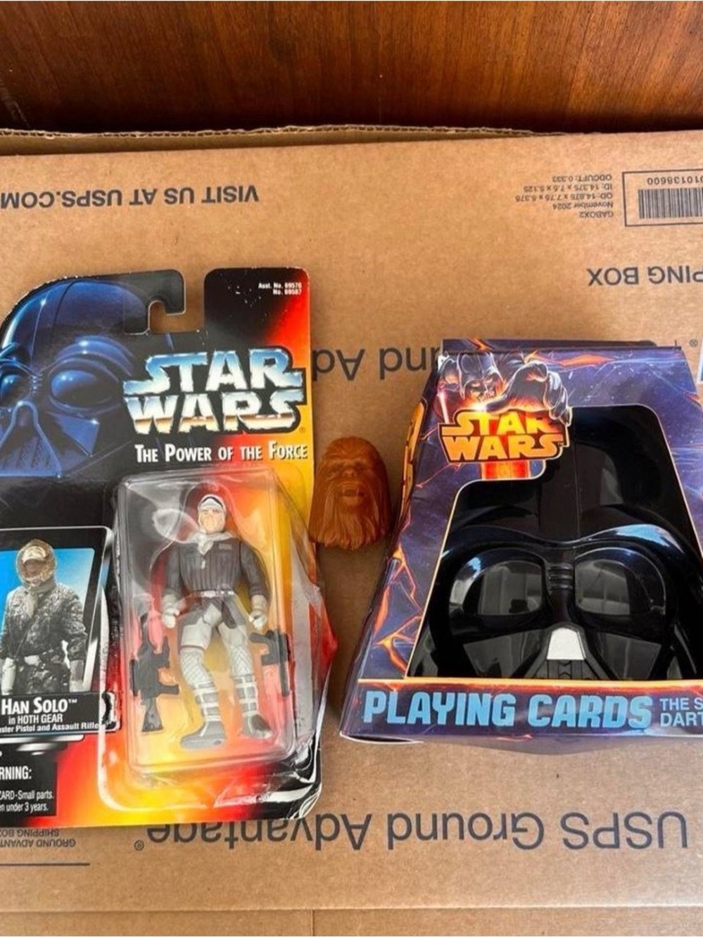 Star Wars Collectible Lot - Darth Vader Mask Playing Cards & Action Figure